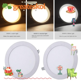 Greateskol แผงไฟเพดาน LED 1 ดวง ทรงกลม 3W-12W บางพิเศษ สีขาวนวล AC85-265V ทนทาน 2023