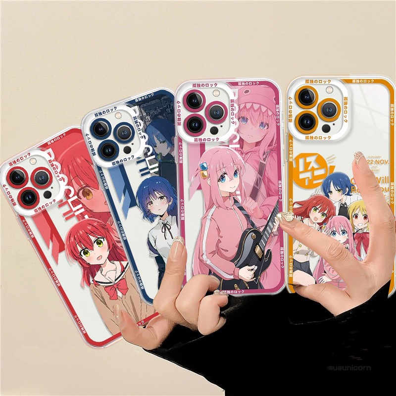 เคสโทรศัพท์มือถือแบบนิ่ม TPU ใส กันรอยเลนส์กล้อง ลายอะนิเมะ Bocchi The Rock สําหรับ Redmi 7 8 9 9C 9A 10 12C 10C 9T A1 2022 Note 11 11S 12