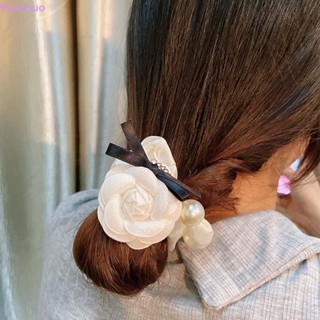 Dahuo Camellia Scrunchies ที่คาดผม ประดับมุก หรูหรา สําหรับผู้หญิง