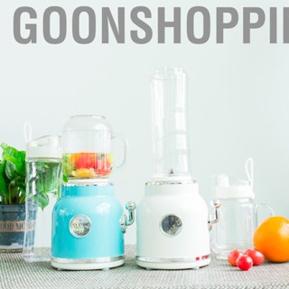 Goonshopping Mini Blender with Double Cup Retro Shake and Ice Crush Maker Countertop Juice Stainless Steel Blades CN Plug