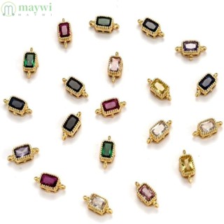 Maywi เครื่องรางเชื่อมต่อเพทาย ทองเหลือง ชุบทอง 18K แฮนด์เมด สีขาว ชมพู ฟ้า แดง เขียว สําหรับทําเครื่องประดับ งานฝีมือ