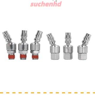 Suchenhd ข้อต่อท่ออากาศ เหล็กนิวเมติก ตัวผู้ ตัวเมีย ทนทาน 1/4 นิ้ว NPT 6 ชิ้น