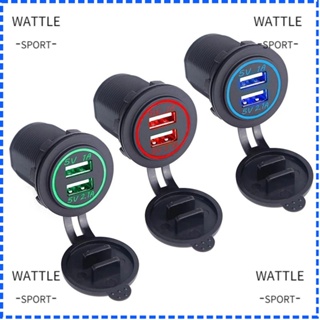 Wattle อะแดปเตอร์ซ็อกเก็ตชาร์จไฟแช็ก กันฝุ่น USB LED สําหรับรถยนต์