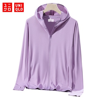 (Airism Series) Uniqlo เสื้อแจ็กเก็ตแขนยาว มีฮู้ด ป้องกันรังสียูวี UPF 50+ สําหรับผู้ชาย และผู้หญิง