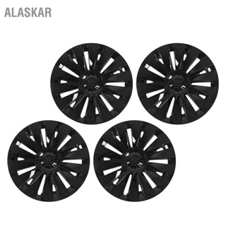 ALASKAR 4pcs ฝาครอบล้อ Hubcap สีดำเงาสูงป้องกัน ขอบล้อสำหรับ Tesla รุ่น Y