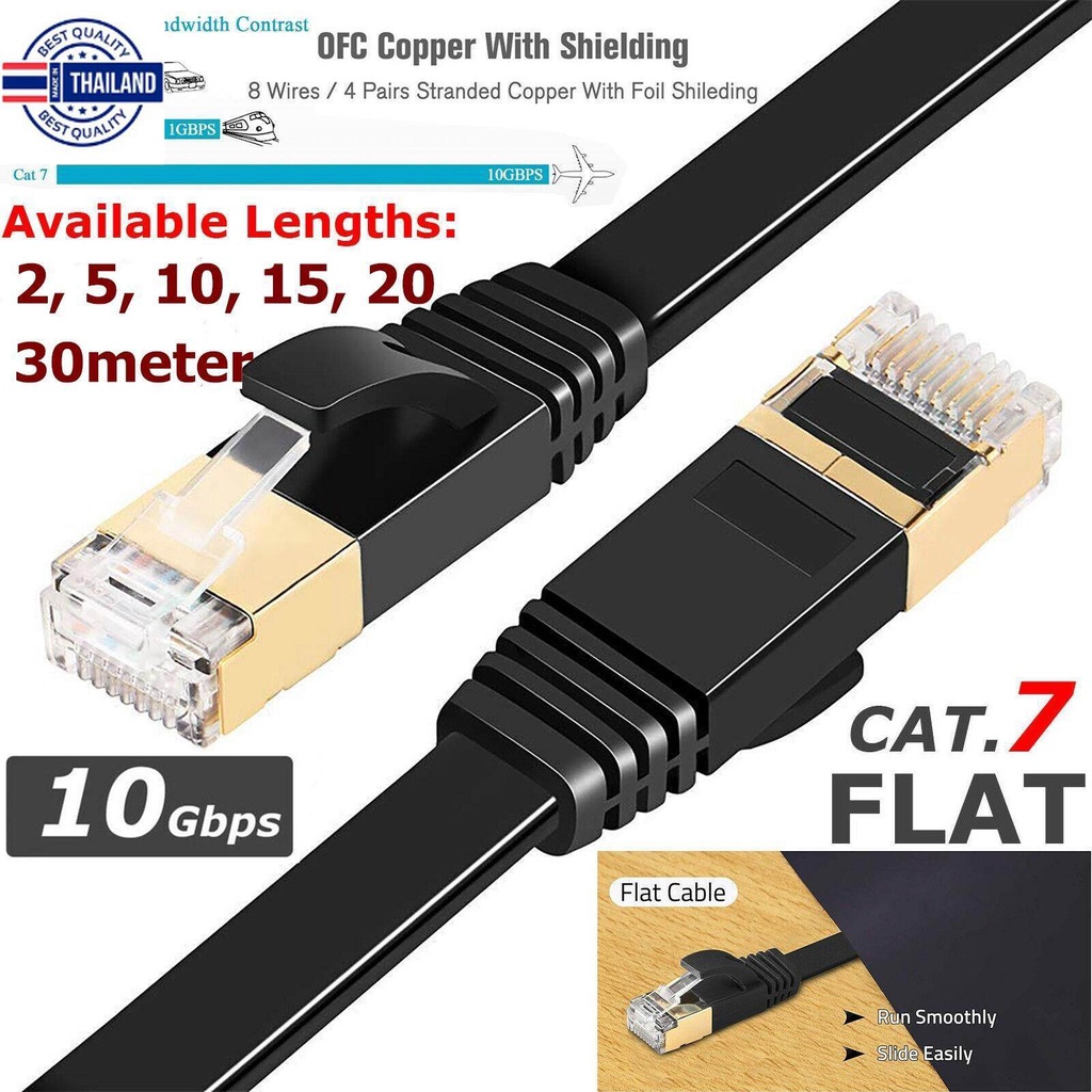 Cat7 RJ45 Ethernet Network Cable Cat7 Lead 10Gbp 600Mhz LAN UTP Patch Gold plated สายแลนสำเร็จรูปพร้อมใช้งาน ยาว 2เมตร 5