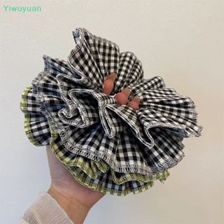 &lt;Yiwuyuan&gt; ยางรัดผม ผ้าฝ้าย ลายสก๊อตน่ารัก สองชั้น ขนาดใหญ่ ลดราคา สําหรับผู้หญิง