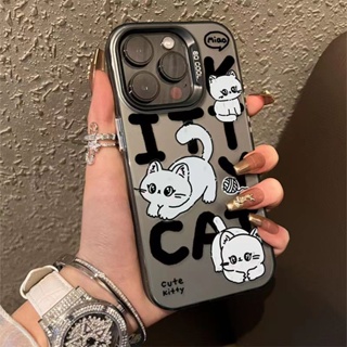 Bqdx เคสโทรศัพท์มือถือชุบไฟฟ้า กันกระแทก ลายลูกแมว ภาษาอังกฤษ สําหรับ Apple Iphone 11 14promax 13 12 78