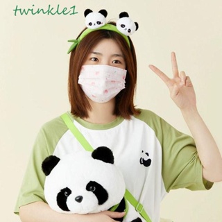 Twinkle1 ที่คาดผม ลายการ์ตูนแพนด้า ขนปุย สไตล์เกาหลี สัตว์น่ารัก สีเขียว ล้างหน้า