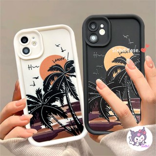 เคสซิลิโคนนิ่ม ลายต้นมะพร้าว กันกระแทก สําหรับ iPhone 15 14 13 12 11 Pro Max SE2020 X XR Xs Max 7 8 6 6s Plus