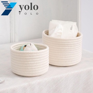 Yolo ตะกร้าเก็บเครื่องสําอาง เชือกฝ้าย แฮนด์เมด สไตล์นอร์ดิก สําหรับบ้าน ออฟฟิศ