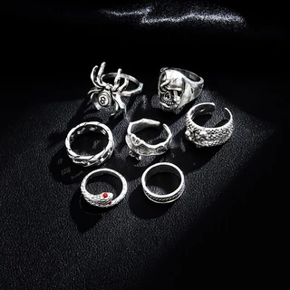 [highbuying] 7 ชิ้น / เซต แหวนงูพังก์ สําหรับผู้หญิง โกธิค แมงมุม ผู้ชาย แฟชั่น เครื่องประดับ ของขวัญ อุปกรณ์ใหม่ พร้อมส่ง