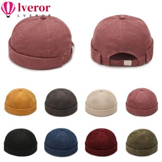 Lveror หมวกฮิปฮอป, หมวกผ้าฝ้าย ปรับได้ ทรงกลม, หมวกผ้าลูกฟูก สีพื้น ลําลอง หมวกกะโหลกศีรษะ