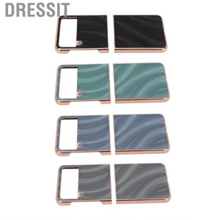 Dressit Folding Phone Cover  Nano Plating Texture Precise Cutout Synthetic Leather High End Scratch Resistant Case for Galaxy Z Flip4