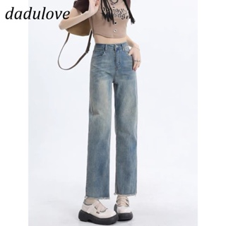 DaDulove💕 New American Ins High Street Retro Jeans Niche High Waist Raw Edge Straight Pants plus Size Trousers