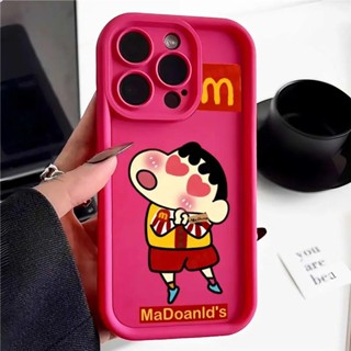 เคสโทรศัพท์มือถือ กันกระแทก ลายการ์ตูนชินจังน่ารัก สําหรับ iPhone 11 12 13 14 15 pro max 11promax 14promax 15promax 13promax 7plus 8plus xr xsmax 14plus