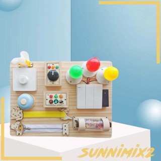 [Sunnimix2] Montessori บอร์ดยุ่ง มีไฟ LED สวิตช์ไฟ ของเล่นฝึกความสามารถนิ้ว สําหรับเด็กผู้ชาย ผู้หญิง