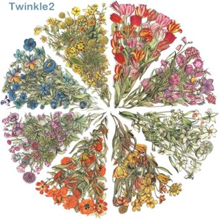 Twinkle สติกเกอร์ PET ลายดอกไม้ หลากสี สําหรับตกแต่งสมุดภาพ DIY