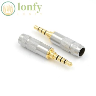 Lonfy ปลั๊กเชื่อมต่อหูฟัง แจ็คเสียงสเตอริโอ โลหะ 3.5 มม. 4 ขั้ว DIY