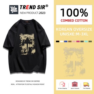 TrendSir⚡พร้อมส่ง⚡เสื้อยืด oversize👏100%cotton โอเวอร์ไซส์ มีของพร้อมส่ง🎶ฮิปฮอป เสื้อวินเทจ ออกแบบเสื้อผ้าสําหรับสาว ใหม่และเป็นมิตรกับสิ่งแวดล้อม สไตล์เกาหลีเสื้อเสื้อยืด✔สำหรับชายและหญิง