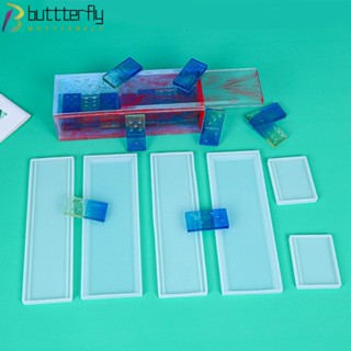 Buttterfly แม่พิมพ์ซิลิโคนเรซิ่น อีพ็อกซี่ รูปโดมิโน่ 4 ขนาด สีขาว สําหรับทํากล่องแม่พิมพ์อีพ็อกซี่ 8 ชิ้น