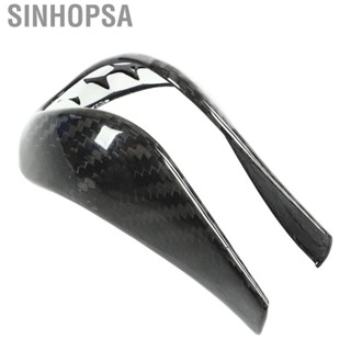 Sinhopsa Gear Shift Knob Trim Decoration Cover Clear Texture Carbon Fiber Scratch Resistant Smooth Surface for Car