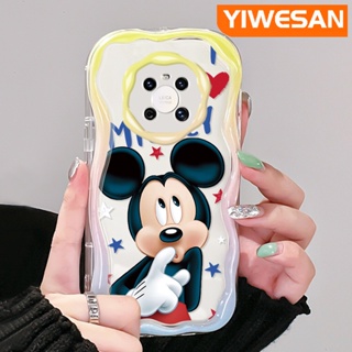 สําหรับ Huawei Mate 30 Pro Mate 40 Pro P30 Pro P40 เคสการ์ตูนมิกกี้ สีสันสดใส เนื้อครีม ขอบคลื่น เคสโทรศัพท์ ใหม่ กันกระแทก ซิลิโคนนุ่ม ใส เคส