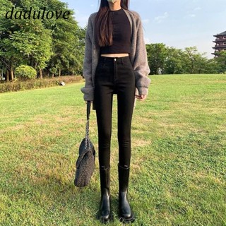 DaDulove💕 New American Ins High Street Stretch Jeans Niche High Waist Straight Pants Large Size Nine-point Pants