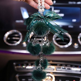 Car Interior Ornaments Car Rearview Mirror Pendant Girl Heart Light Luxury High-Grade Furry Pearl Pendant Female Car Pendant FJs3