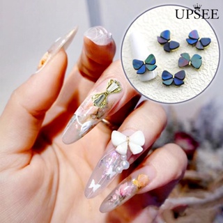 Upsee❤โบว์โลหะ ประดับพลอยเทียม กันสนิม แวววาว สีสดใส สําหรับตกแต่งเล็บ 10 ชิ้น