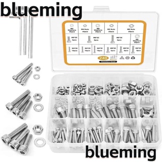 Blueming2 ชุดสกรูหัวซ็อกเก็ตหกเหลี่ยม สเตนเลส 304 20 มม. 30 มม. 35 มม. พร้อมกล่องเก็บ M4 M6 M8 240 ชิ้น