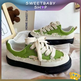 Sweetbaby💋ส่งเร็ว🚚รองเท้าผ้าใบ ส้นแบน สวมใส่สบาย แฟชั่นฤดูใบไม้ผลิ และฤดูใบไม้ร่วง สไตล์เรโทร 2023