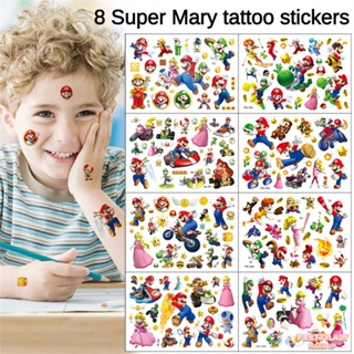 Super Mario Bros Tattoo สติกเกอร์ Party Supplies รอยสักชั่วคราวสีสันสดใสสำหรับวันเกิดธีม Mario สติ๊กเกอร์รอยสักชั่วคราว Energetic เกมธีมของขวัญ ♥ Dare to be Beautiful