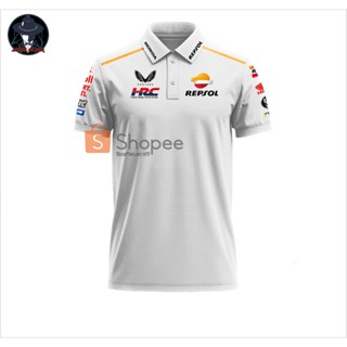 เสื้อโปโล ลายทีมแข่งรถ Repsol Honda 2023 MotoGP Marc Marquez คุณภาพดี