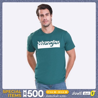 WRANGLER เสื้อยืดแขนสั้นผู้ชาย ทรง REGULAR รุ่น WR S623MTSSS78 สีเขียว