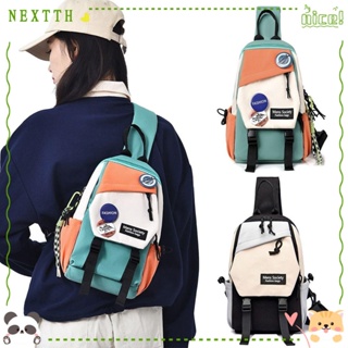 Nextth กระเป๋าสะพายไหล่ กระเป๋าคาดอก ผ้าไนล่อน ใส่โทรศัพท์ เข็มขัดเงิน เหมาะกับการพกพาเดินทาง เล่นกีฬา แฟชั่นสําหรับผู้ชาย ผู้หญิง