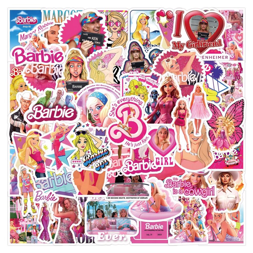 สติ๊กเกอร์ PVC กันน้ํา Barbie the movie 60 ชิ้น