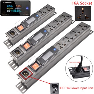 Pdu รางปลั๊กไฟ โวลต์มิเตอร์ C14 อินพุต 2-14 ช่อง 16A ปลั๊กขยายซ็อกเก็ต สําหรับติดผนังตู้