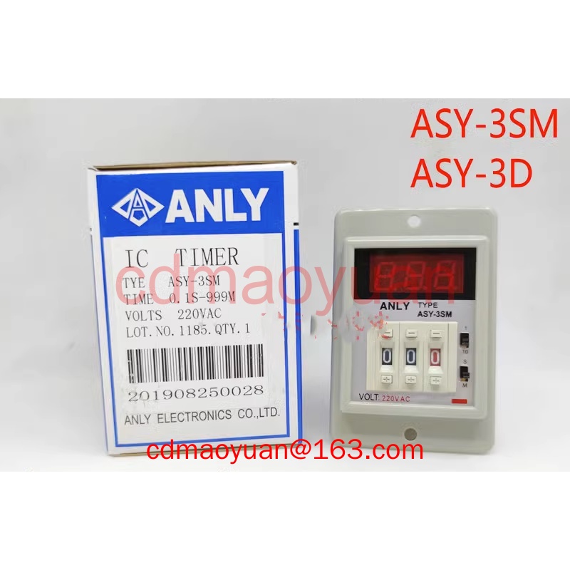 Anliang ANLY รีเลย์เวลา ASY-3SM ASY-3D 220VAC 999S 999M ตัวจับเวลาหน่วงเวลาเวลา