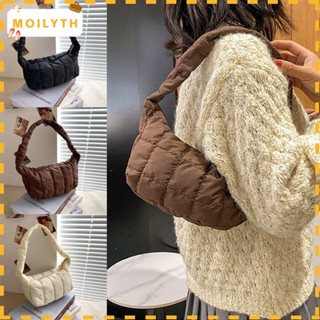 Moilyth กระเป๋าสะพายไหล่ ผ้าฝ้าย ลายสก๊อต ความจุขนาดใหญ่