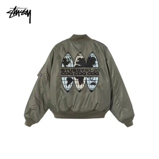 เสื้อแจ็กเก็ตเบสบอล ปักลายโลโก้ Stussy ทรงหลวม กันลม ให้ความอบอุ่น สําหรับผู้ชาย และผู้หญิง