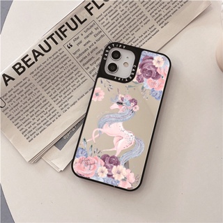 Casetify X เคสโทรศัพท์มือถือ PC แข็ง กันกระแทก ลายยูนิคอร์น สีดํา สีเงิน สําหรับ iPhone 15 14 13 12 11 Pro MAX IX XS MAX XR 6 6s 7 8 Plus