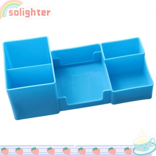 Solighter กล่องเก็บดินสอ PP ทรงสี่เหลี่ยม สีฟ้า สําหรับออฟฟิศ