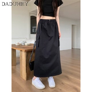 DaDuHey🎈 Korean Style plus Size Plump Girls Workwear Skirt Women Slimming New High Waist Casual All-Matching Long Skirt