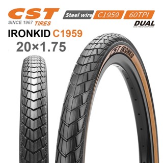 Bmx ยางจักรยาน พับได้ CST c1959 20x1. 75 Brown 60tpi ขอบล้อ สีเหลือง สไตล์เรโทร