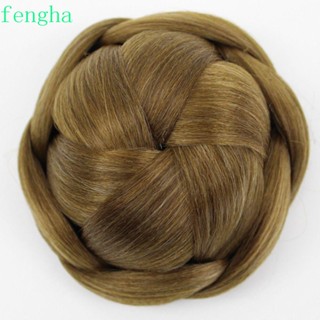 Fengha ผมปลอม คุณภาพสูง สไตล์ย้อนยุค ผู้หญิง เครื่องประดับผม Hanfu ผม Chignon ต่อผม หญิงสาว โดนัท ตรง ลูกกลิ้ง แฮร์พีซ