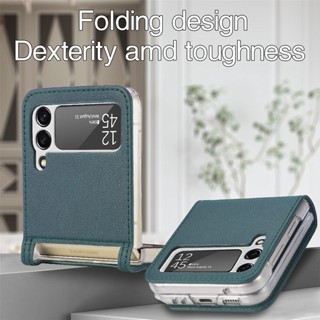 เคสโทรศัพท์มือถือหนัง กันกระแทก พร้อมช่องใส่บัตร สําหรับ Samsung Galaxy Z flip 4 3 5G