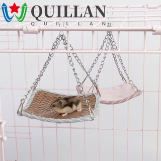 Quillan เปลเตียงนอน แบบนิ่ม สองด้าน สีชมพู สีเขียว สําหรับสัตว์เลี้ยง หนูแฮมสเตอร์ กระรอก