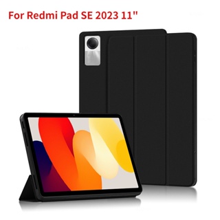 เคสแท็บเล็ต PC TPU นิ่ม ฝาพับสามทบ พร้อมขาตั้ง สําหรับ Xiaomi Redmi Pad SE 2023 11 นิ้ว