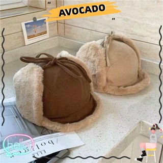 Avocarr หมวกบอมเบอร์ ขนแกะ ขนสัตว์ หนา ทนทาน ฤดูหนาว ขนเฟอร์แท้ หมวกผู้ชาย หมวกรัสเซีย